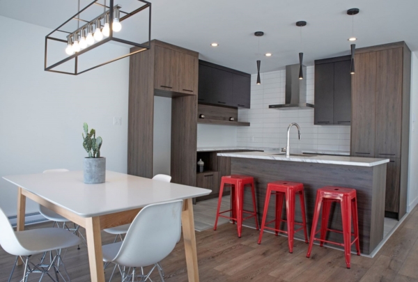 Cuisine en L armoires en bois