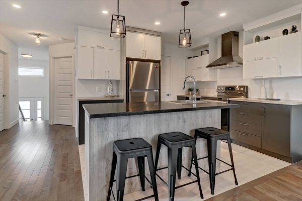 Cuisine - ilot bois - gris