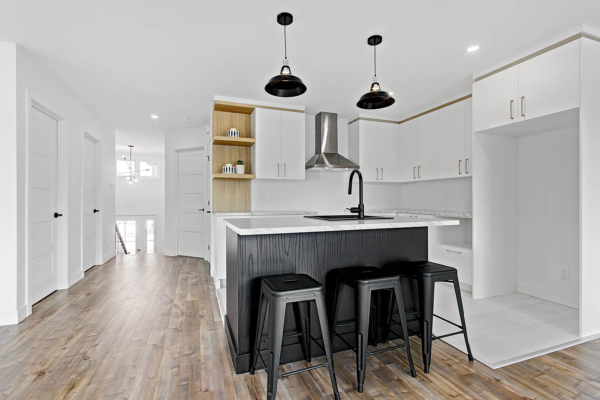 Cuisine - ilot noir en bois